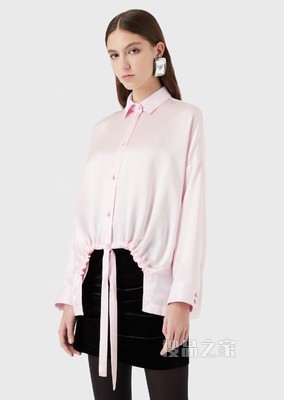 简约抽绳亮面衬衫 | Emporio Armani