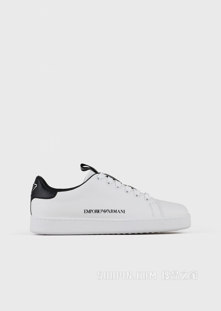 印花LOGO皮革休闲运动鞋 | Emporio Armani