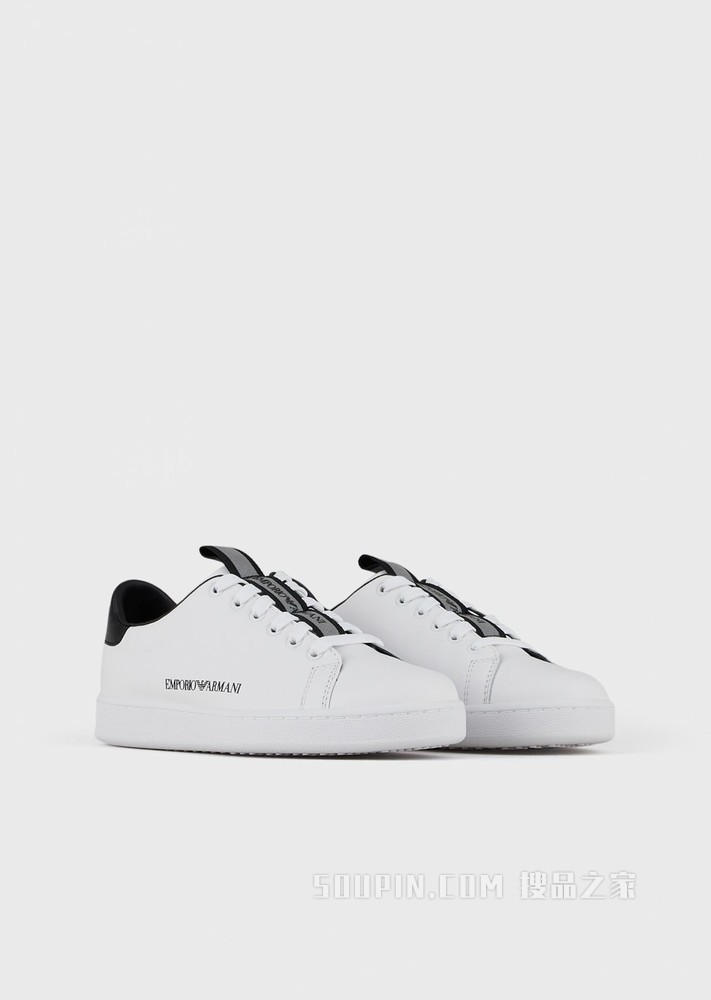 印花LOGO皮革休闲运动鞋 | Emporio Armani