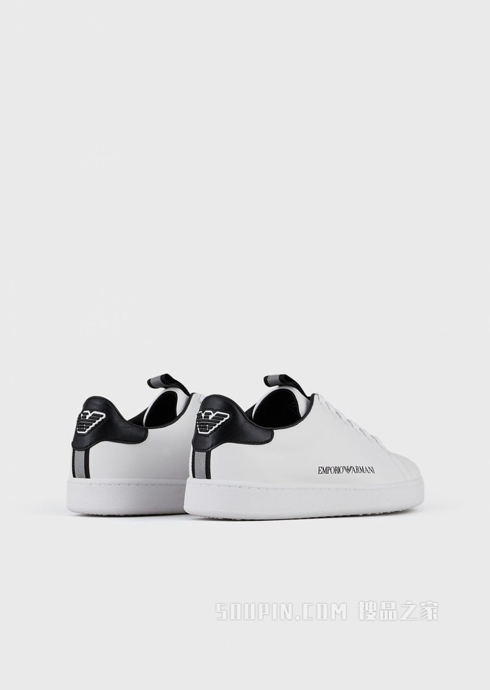 印花LOGO皮革休闲运动鞋 | Emporio Armani