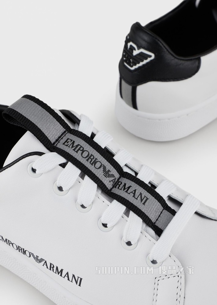 印花LOGO皮革休闲运动鞋 | Emporio Armani
