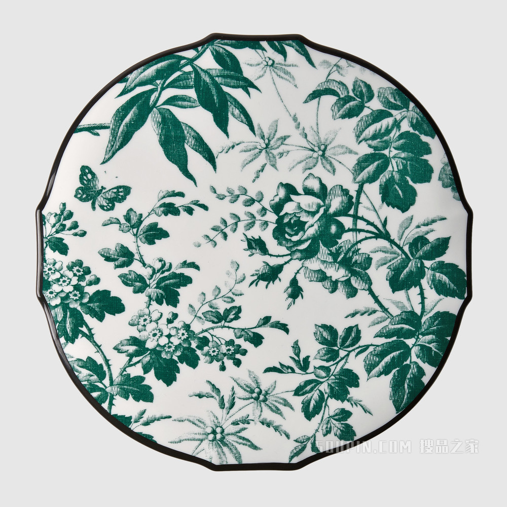 腊叶印花蛋糕盘 绿色 Herbarium 印花