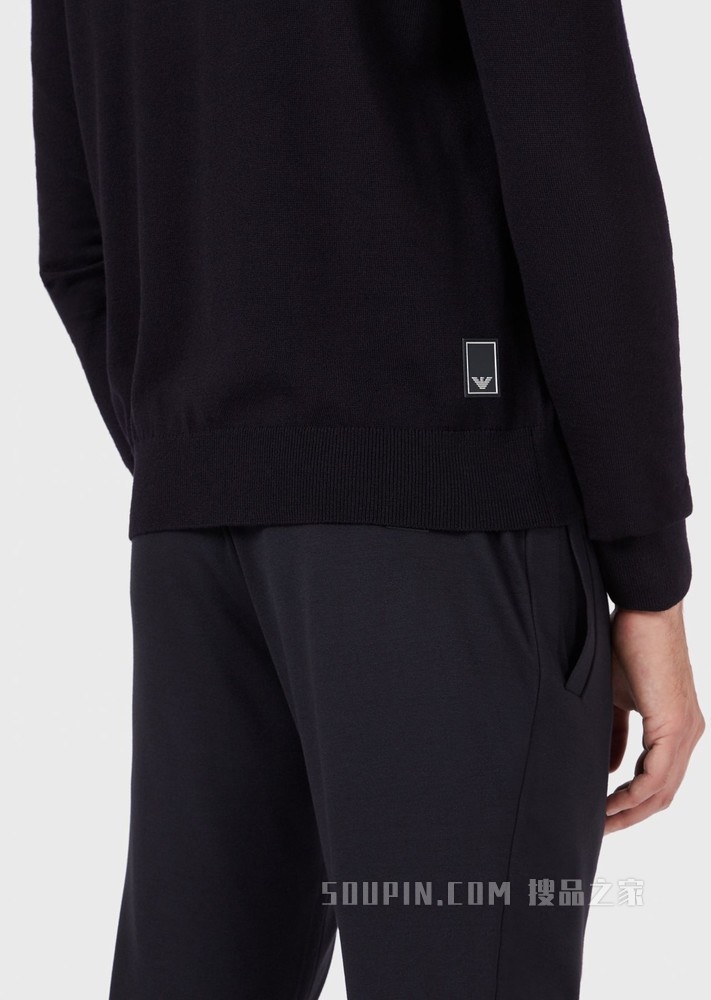 羊毛拉链连帽针织开衫 | Emporio Armani