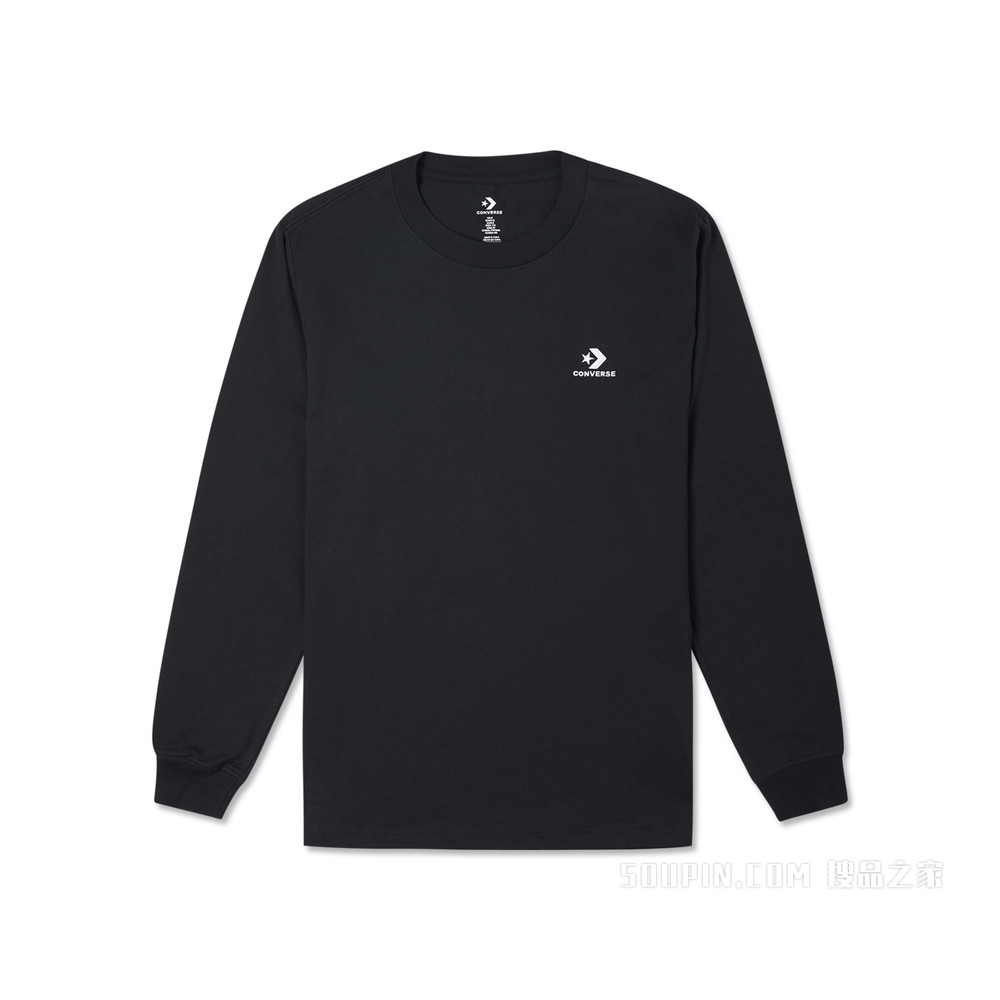 【男子】简约休闲长袖T恤上衣男款 男款 墨黑色