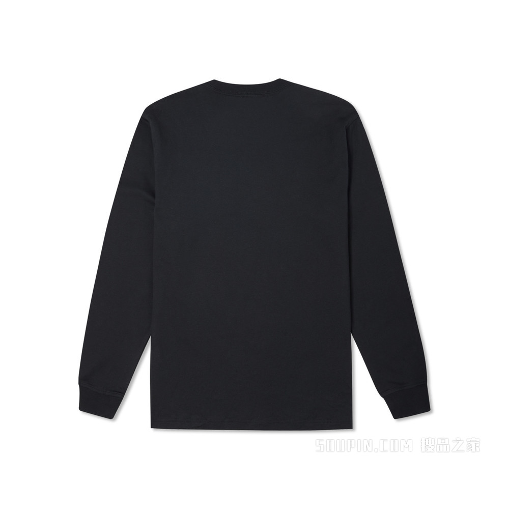 【男子】简约休闲长袖T恤上衣男款 男款 墨黑色