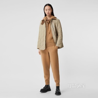 菱形绗缝温控谷仓夹克 (蜜色) - 女士