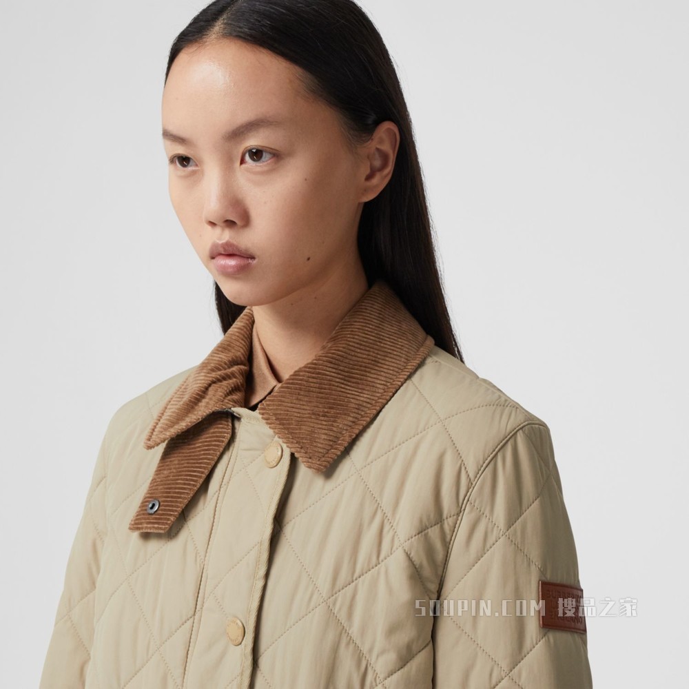 菱形绗缝温控谷仓夹克 (蜜色) - 女士