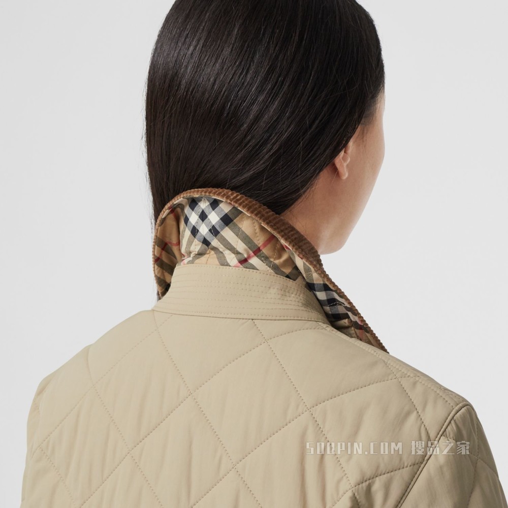 菱形绗缝温控谷仓夹克 (蜜色) - 女士