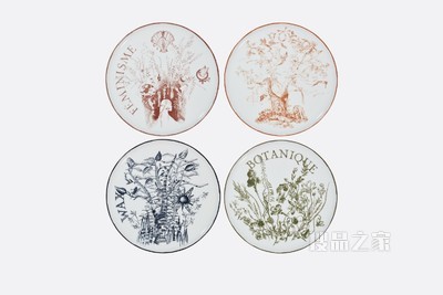 甜品碟 4 件套装 ABCDior 系列, 女性主义、航行、蜡像、植物
