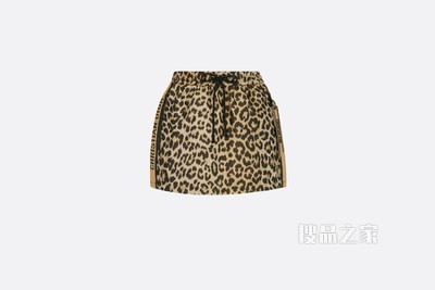 迷你裙 米色科技塔夫绸提花面料 Mizza 图案