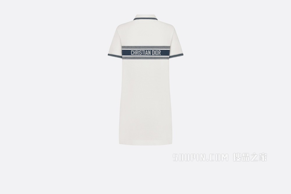 Dioriviera Polo 衫式连衣裙 白色和海军蓝色棉质平纹针织面料“CAPRI”字样