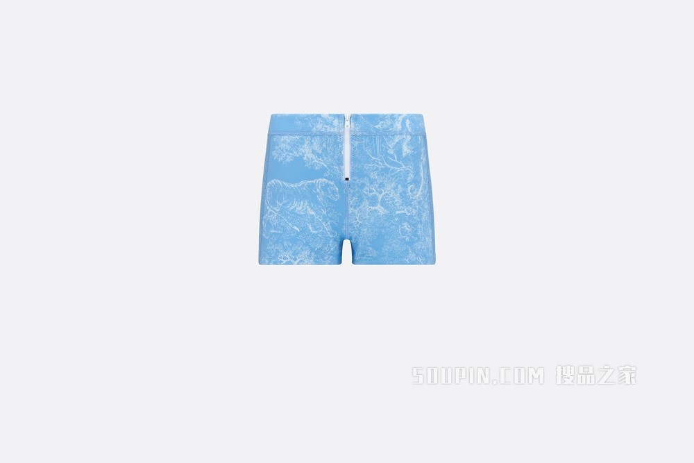 短裤 矢车菊蓝平纹针织科技面料茹伊印花图案