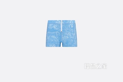 短裤 矢车菊蓝平纹针织科技面料茹伊印花图案