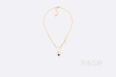 Dior Heart 项链 金色饰面金属和红色玻璃珠饰