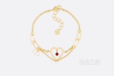 Dior Heart 手链 金色饰面金属和红色玻璃珠饰
