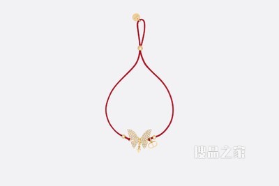 Diorelita 手链 金色饰面金属、红色蜡棉线和白色仿水晶装饰