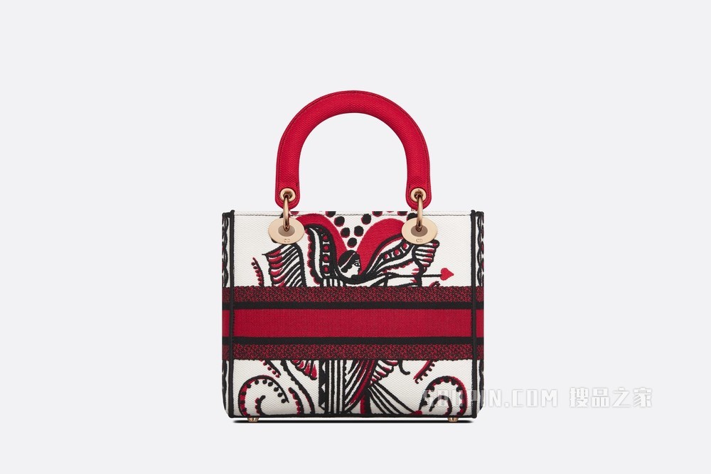 中号 Lady D-Lite 手袋 丘比特图案刺绣