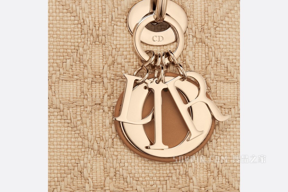 中号 Lady Dior 手袋 酒椰草藤格纹