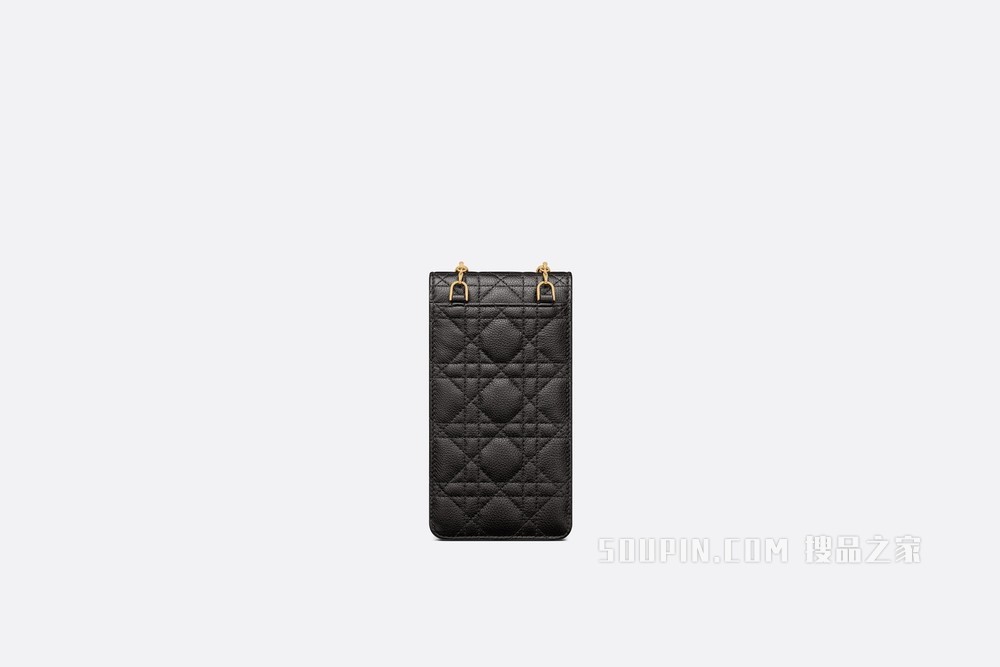 Dior Caro 手机袋 黑色柔软牛皮革藤格纹