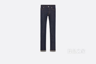 修身剪裁牛仔裤 蓝色棉质牛仔布“DIOR”标志赤耳, 新款常规裤腿