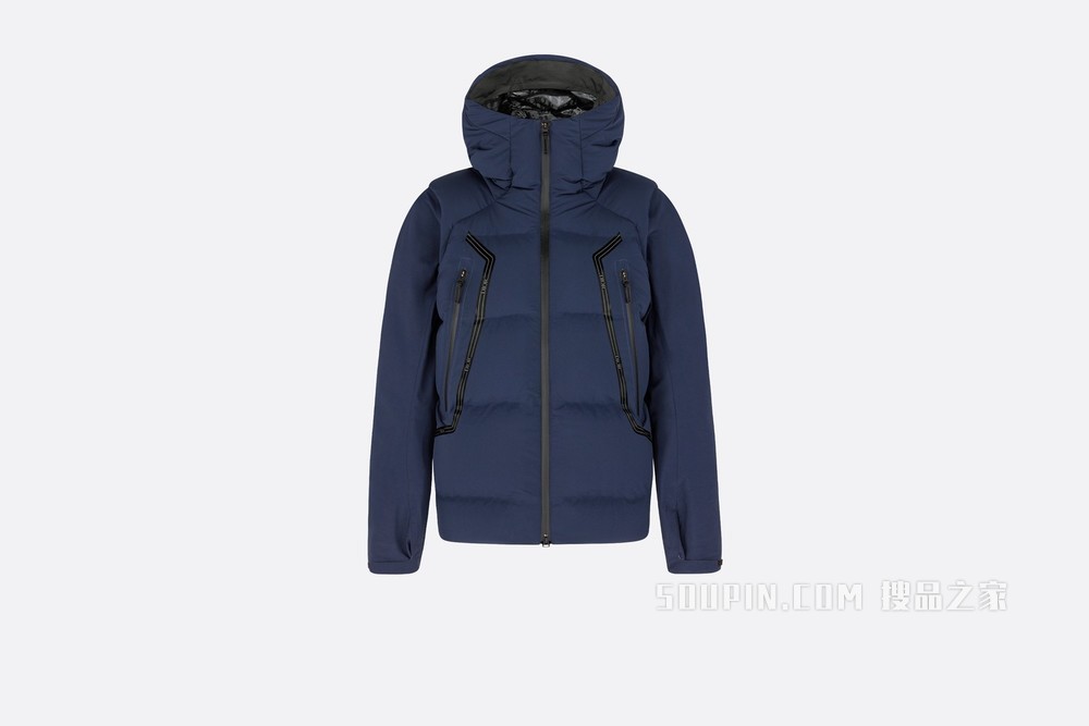 DIOR AND DESCENTE 连帽夹克 海军蓝色科技面料可拆卸衣袖设计