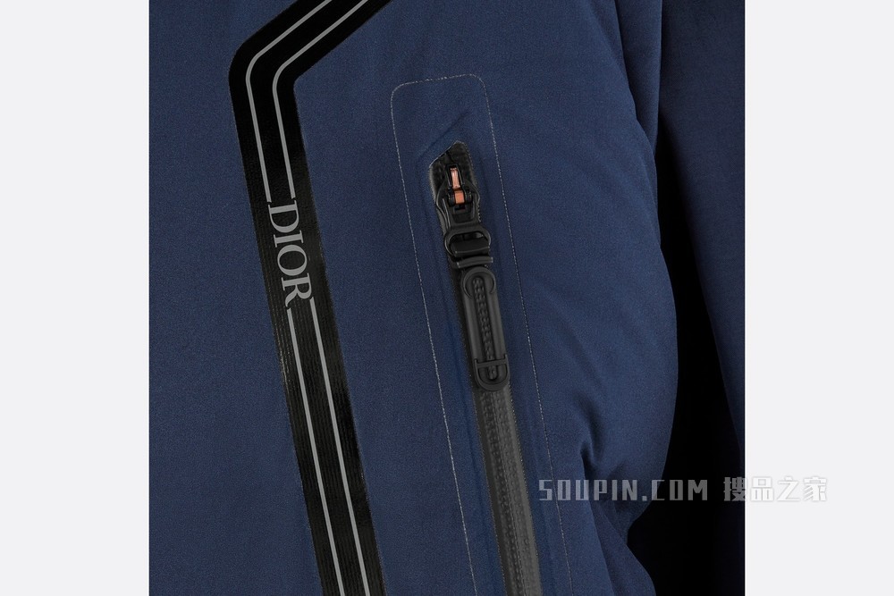 DIOR AND DESCENTE 连帽夹克 海军蓝色科技面料可拆卸衣袖设计