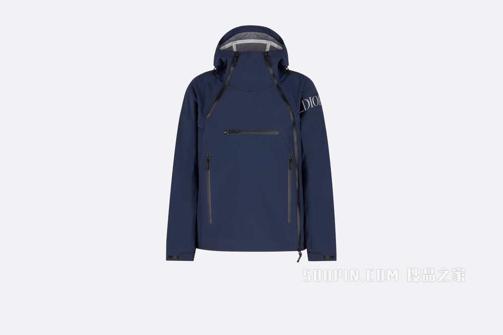 DIOR AND DESCENTE 连帽派克大衣 海军蓝色科技面料