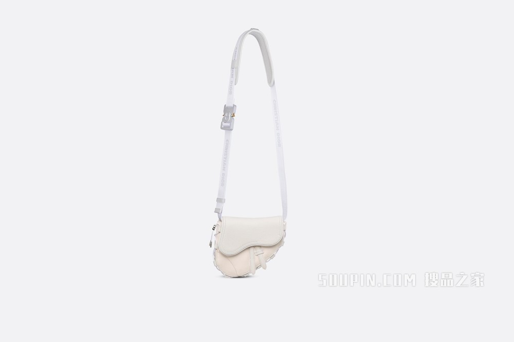 迷你 DIOR AND SACAI 马鞍包 奶油白色科技面料和粒面牛皮革