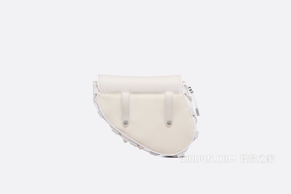 迷你 DIOR AND SACAI 马鞍包 奶油白色科技面料和粒面牛皮革