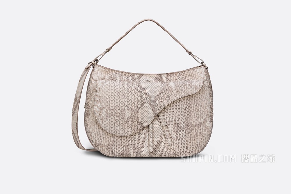Saddle Soft 手袋 奶油白色磨砂蟒蛇皮