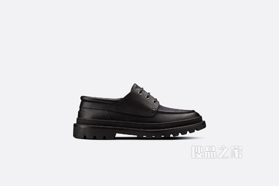 Dior Explorer 船鞋 黑色光滑牛皮革和 Oblique 印花
