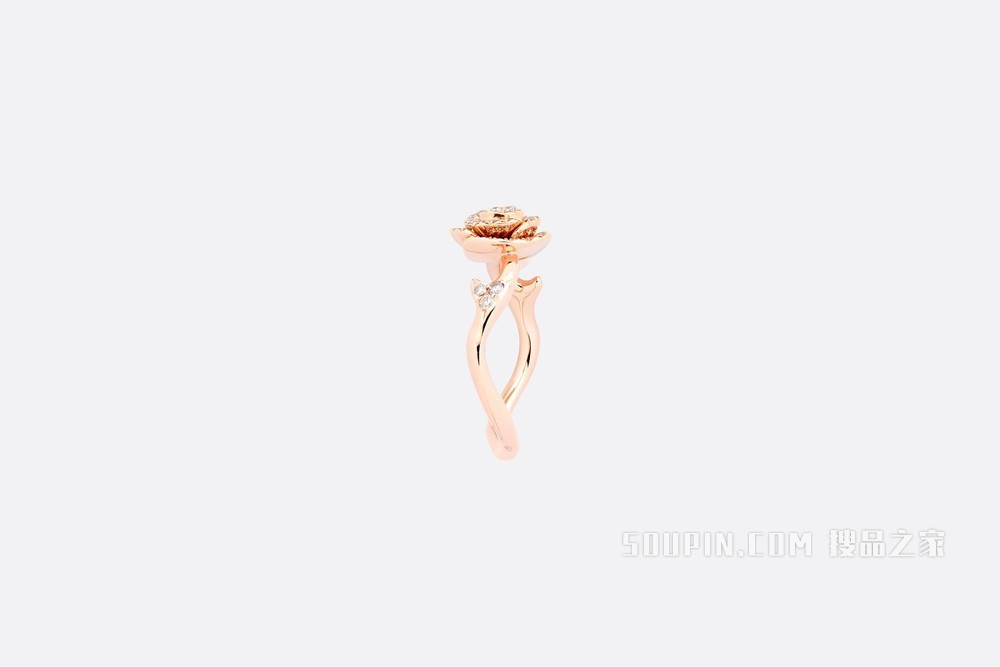 小号 Rose Dior Couture 戒指 玫瑰色 18K 金和钻石装饰