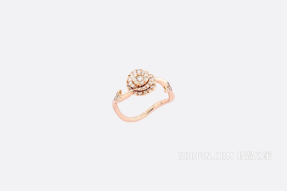 小号 Rose Dior Couture 戒指 玫瑰色 18K 金和钻石装饰