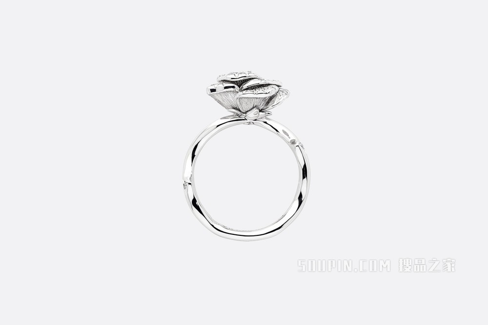 小号 Rose Dior Bagatelle 戒指 白色 18K 金和钻石装饰
