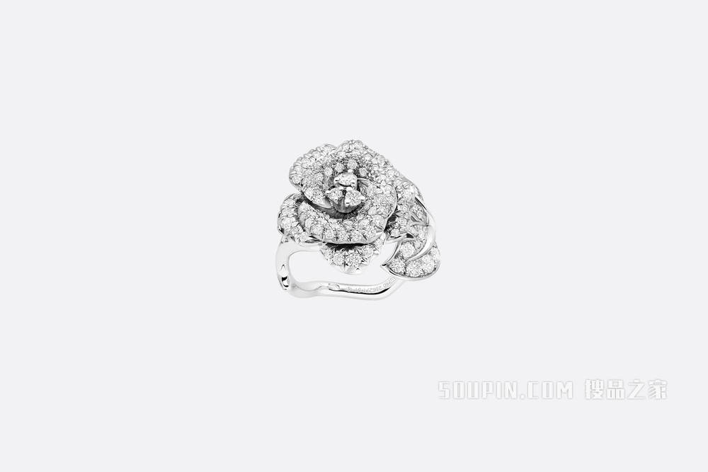 中号 Rose Dior Bagatelle 戒指 白色 18K 金和钻石装饰