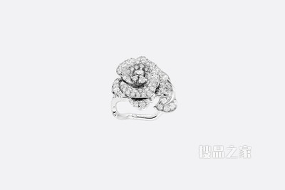 中号 Rose Dior Bagatelle 戒指 白色 18K 金和钻石装饰