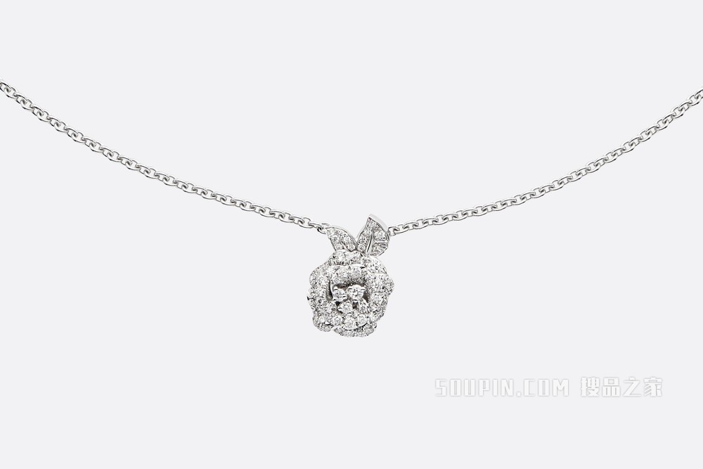 小号 Rose Dior Bagatelle 项链 白色 18K 金和钻石装饰
