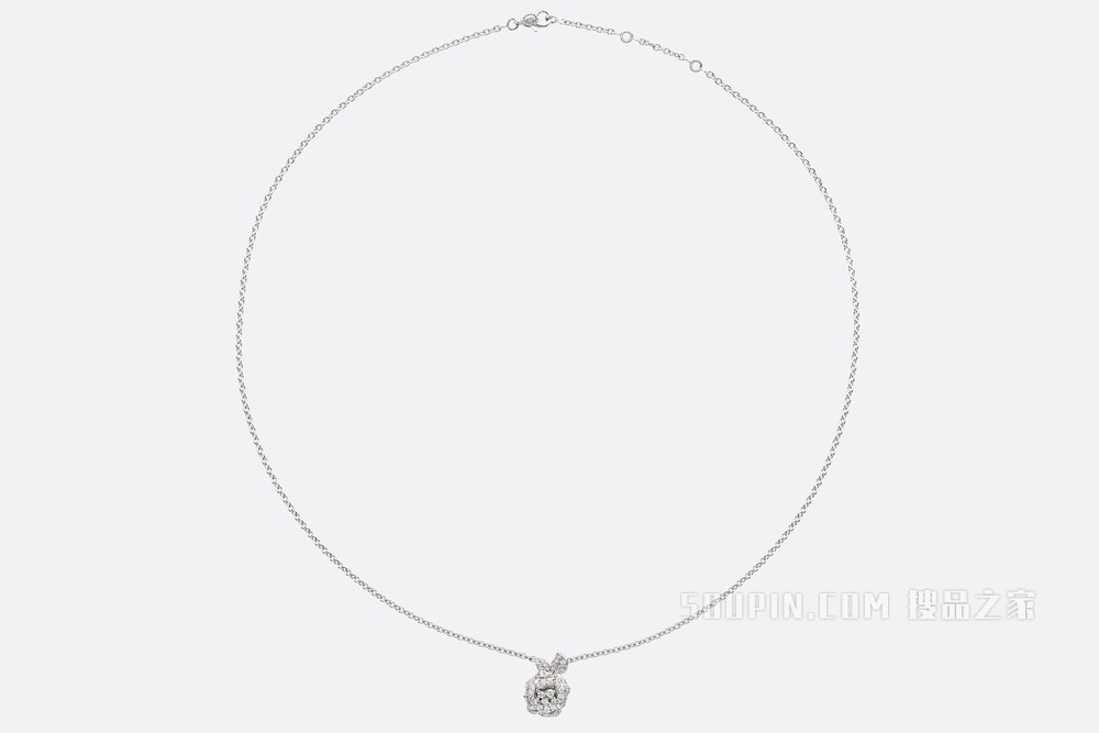 小号 Rose Dior Bagatelle 项链 白色 18K 金和钻石装饰