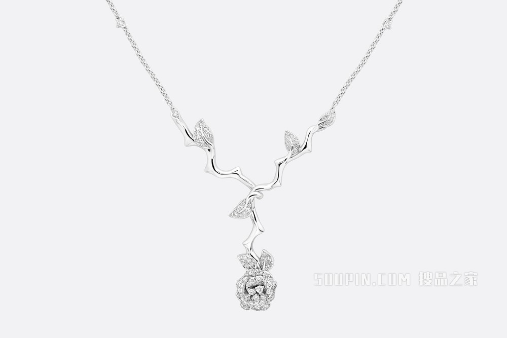 中号 Rose Dior Bagatelle 项链 白色 18K 金和钻石装饰