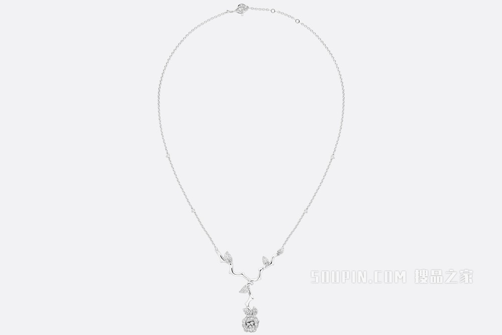 中号 Rose Dior Bagatelle 项链 白色 18K 金和钻石装饰