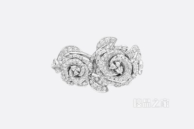 大号 Rose Dior Bagatelle 戒指 白色 18K 金和钻石装饰