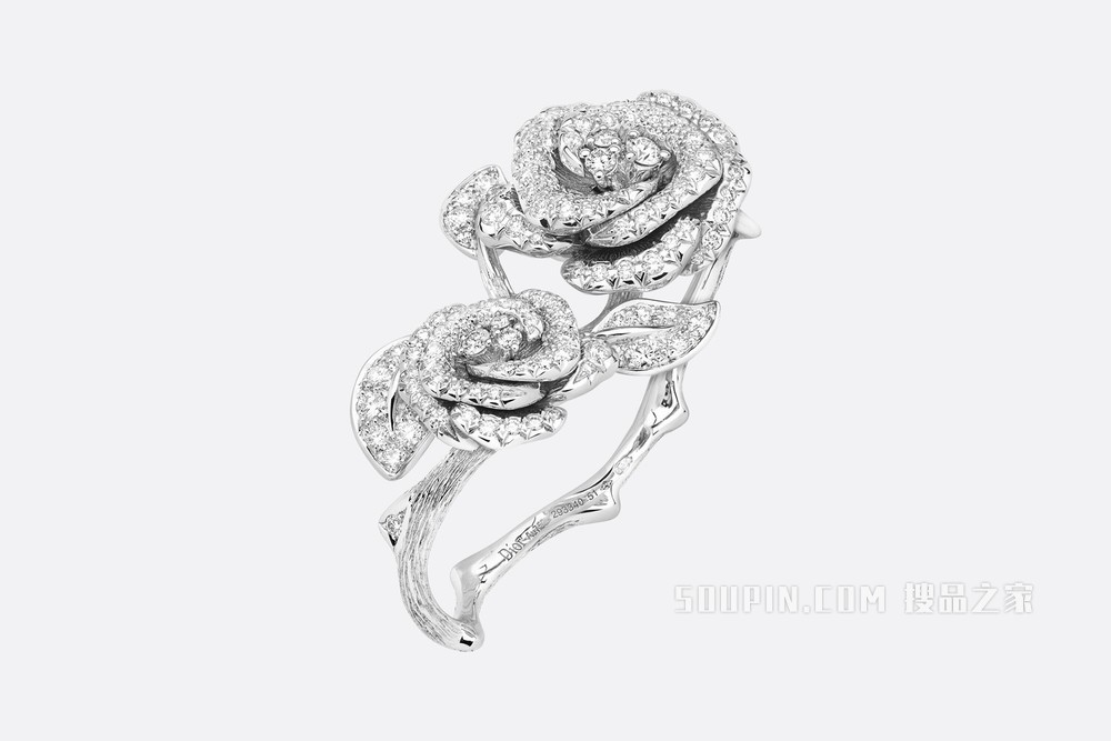 大号 Rose Dior Bagatelle 戒指 白色 18K 金和钻石装饰