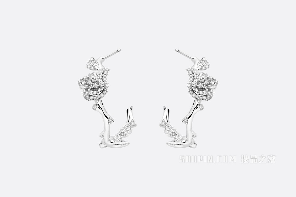Rose Dior Bagatelle 耳环 白色 18K 金和钻石装饰