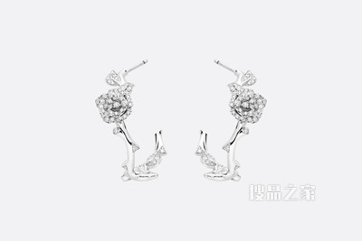 Rose Dior Bagatelle 耳环 白色 18K 金和钻石装饰