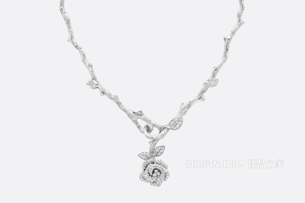 Rose Dior Bagatelle 项链 白色 18K 金和钻石装饰