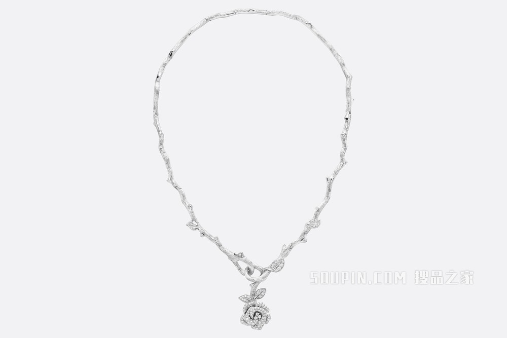 Rose Dior Bagatelle 项链 白色 18K 金和钻石装饰