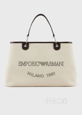 印花LOGO棉质大号MyEA Bag手提包 | Emporio Armani