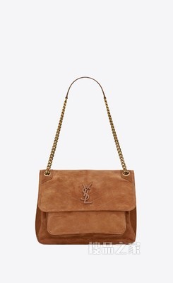 NIKI中号绒面材质和光滑皮革手袋