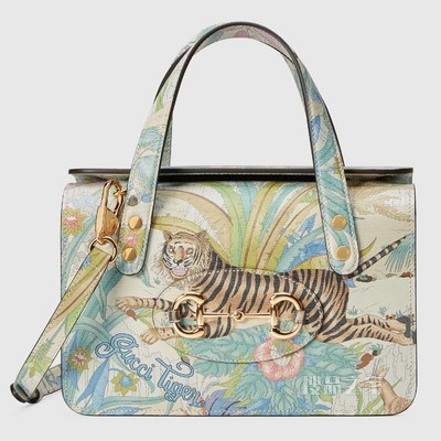 2022中国新年系列Gucci 马衔扣1955系列迷你手提包 米白色皮革