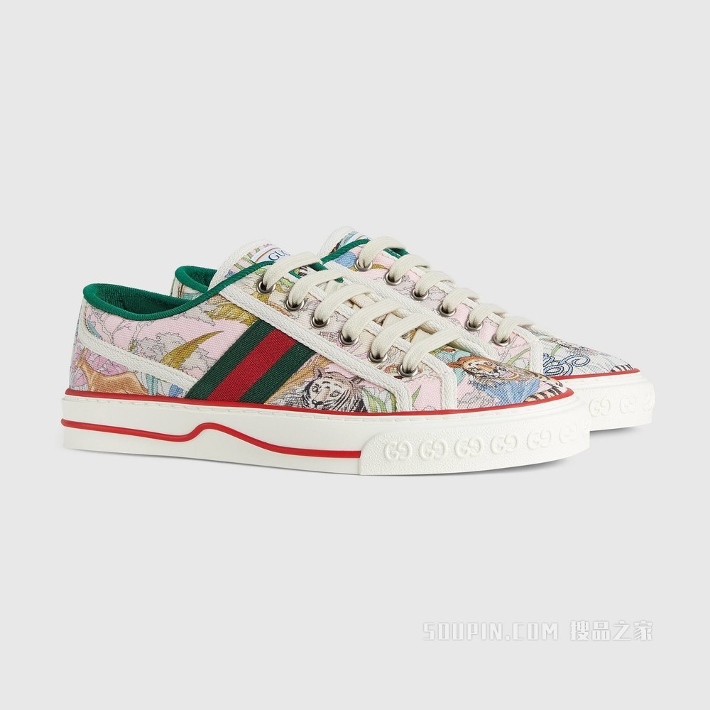 2022中国新年系列Gucci Tennis 1977系列女士运动鞋 粉色皮革